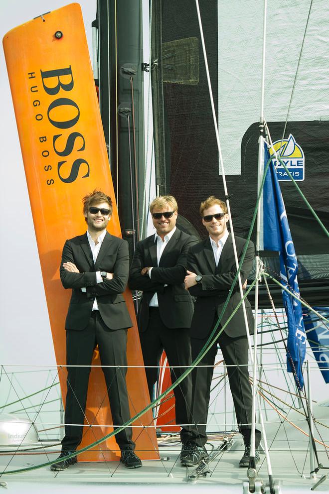 Hugo Boss welcomed celebrities onboard including English actor and model Douglas Booth for the 2013 Artemis Challenge © Lloyd Images